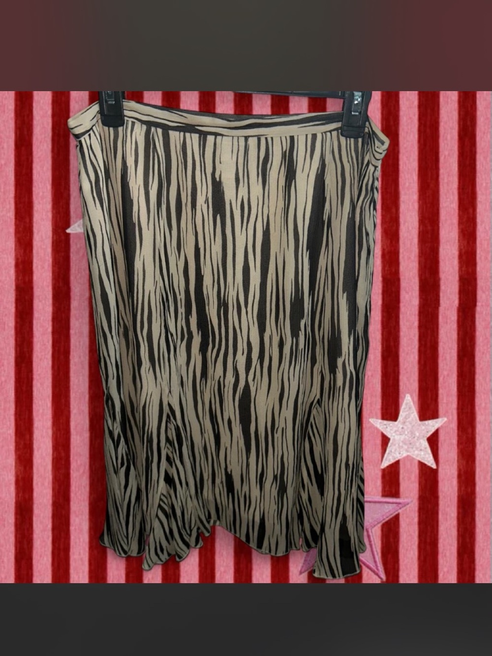 Vintage 100% Silk Nygard Collection Zebra/Tiger print flowy midi skirt Size: 10